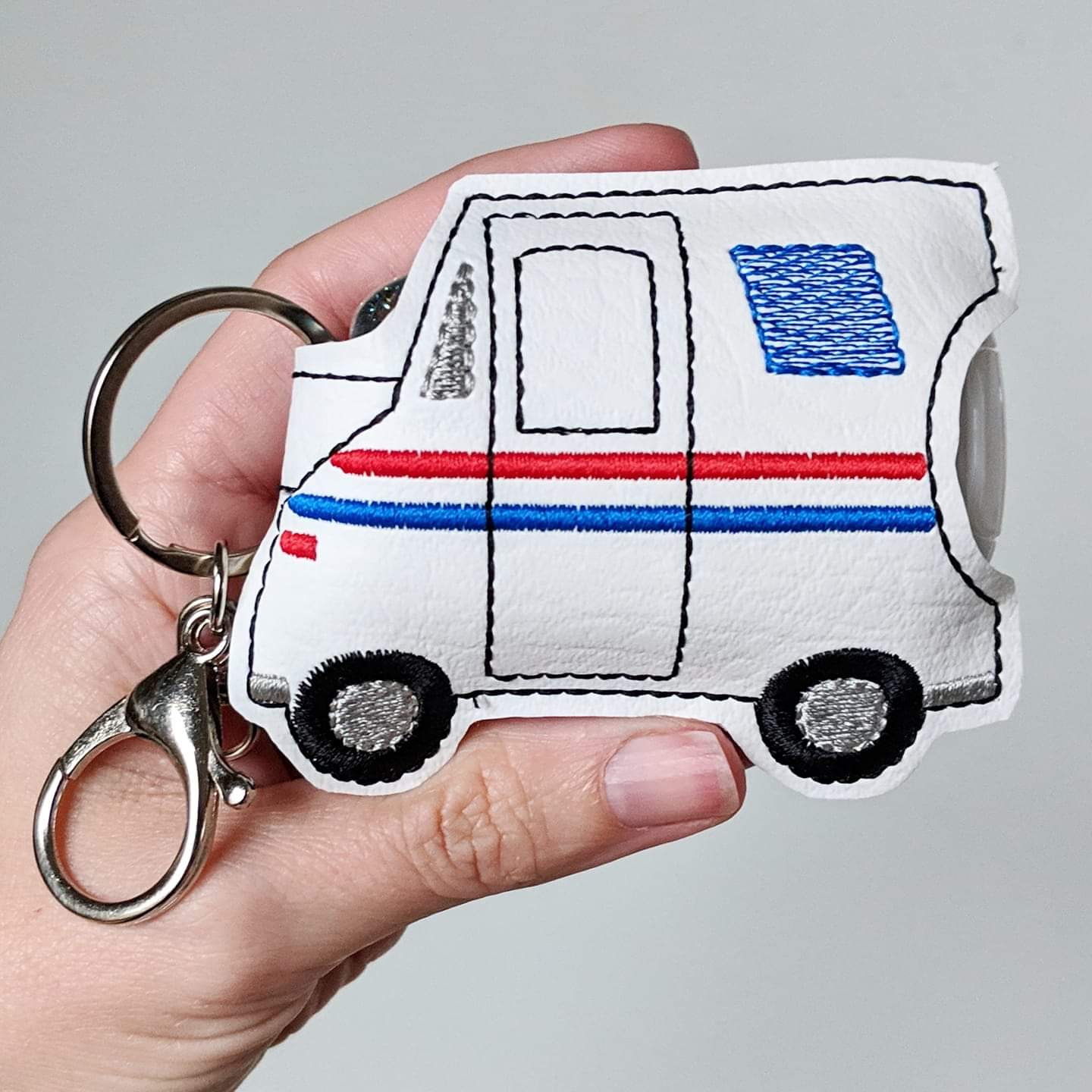 Mail Truck Hand Sanitizer Holder Key Fob & Snap Tab November 2018