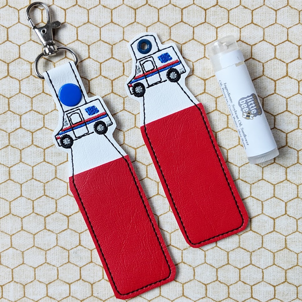 Mail Truck Lip Balm Holder Snap Tab & Eyelet Key Fob SET January