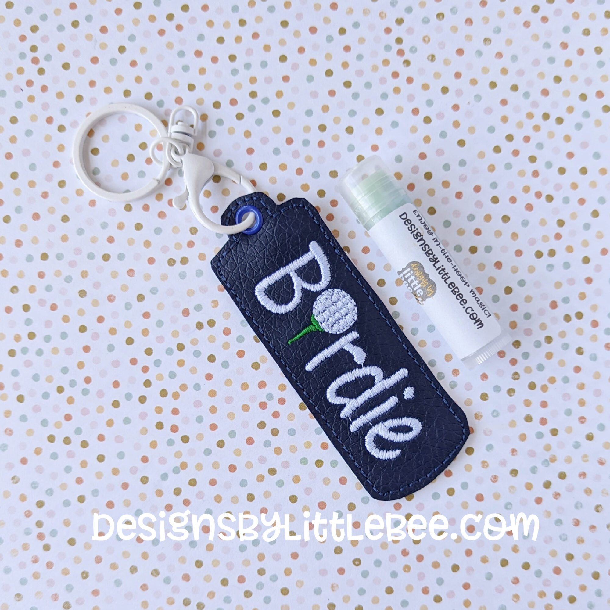 Birdie "Backwards" Lip Balm Holder Snap Tab & Eyelet Key Fob